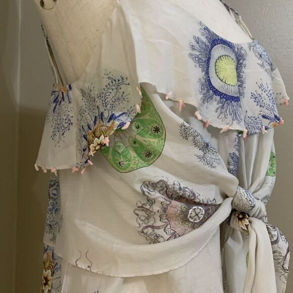 Leifsdottir Anthropologie Tiered Silk Top Embellished Tank Shirt‎ Size 8 - Picture 4 of 8